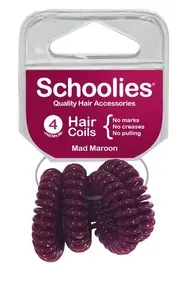 Schoolies Hair Coils 4pc -Mad Maroon