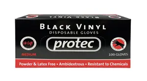 Protec Black Vinyl Gloves Medium(100)